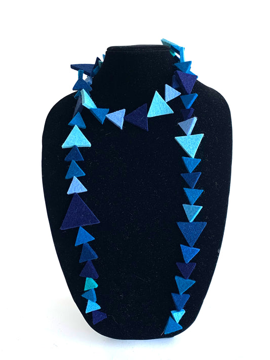 Blue Felt Triangle Necklace